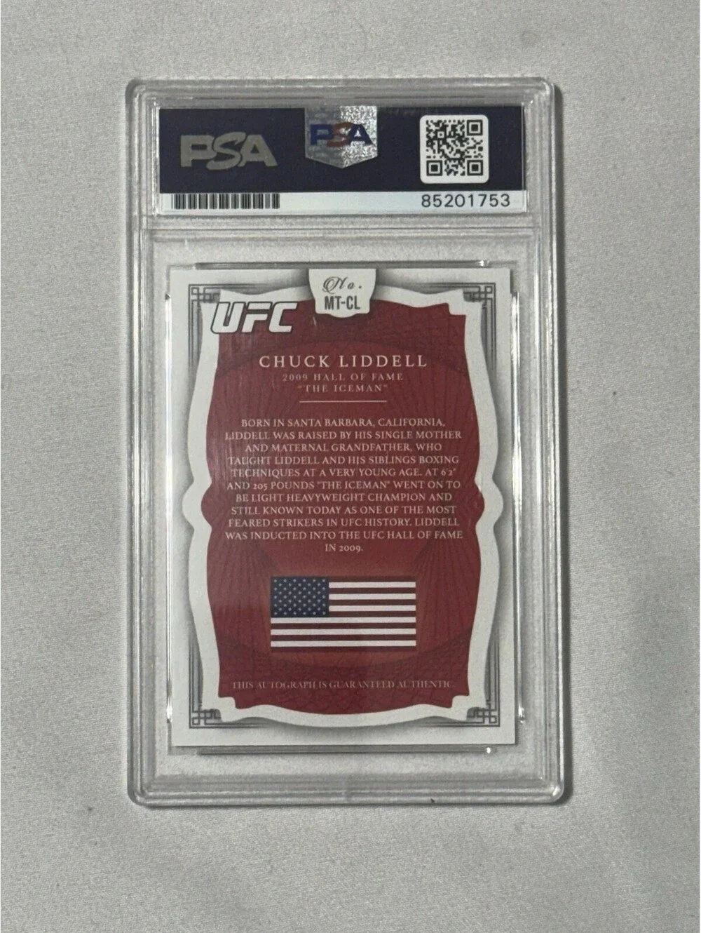 MMA Treasures Chuck Liddell Autograph Card PSA/DNA Certified Authentic HOF UFC